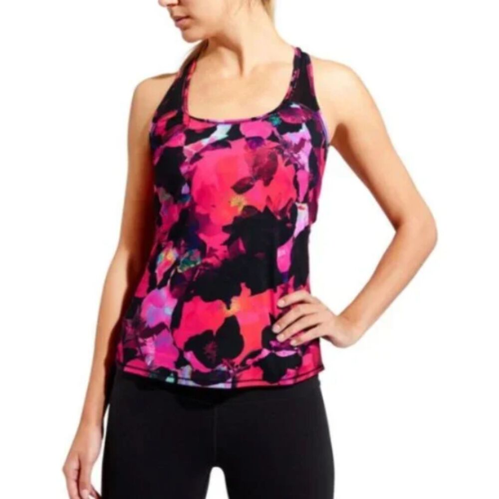 Athleta Chi Mesh Floral Racerback Tank Top Lightweight Stretchy Activewear XXS